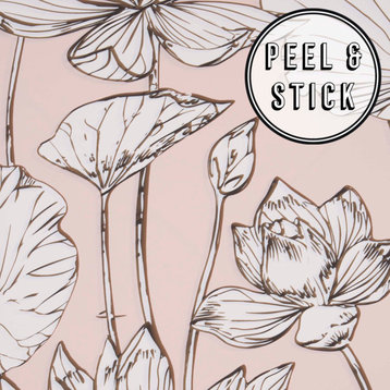 Transform Illustrative Floral Peel and Stick Wallpaper, Pink