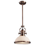 Elk Home - Chadwick 1-Light Pendant, Antique Copper And White Glass - The Chadwick Collection Reflects The Beauty Of Hand-Turned Craftsmanship Inspired By Early 20Th Century Lighting And Antiques That Have Surpassed The Test Of Time. This Robust Collection Features Detailing Appropriate For Classic Or Transitional Decors. White Glass Compliments The Various Finish Options Including Polished Nickel, Satin Nickel, And Antique Copper. Amber Glass Enriches The Oiled Bronze Finish.