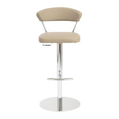 Euro Style - Draco Adjustable Bar and Counter Stool, Taupe/Chrome - Bar Stools and Counter Stools