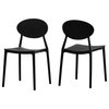 GDF Studio Brynn Outdoor Plastic Chairs, Set of 2, Black
