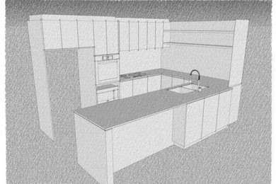 3D Black and White Kitchen Visuals