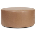 Amanda Erin - 36" Universal Round Ottoman With Slipcover, Avanti Bronze - Avanti 36" Rounds are the perfect blend of downtown style and uptown sophistication. This luxurious faux leather fabric will entice your fashion senses with its supple leather look and feel. The simple design of the Avanti 36" Rounds makes them great to use as side tables, ottomans, alternate seating and more.