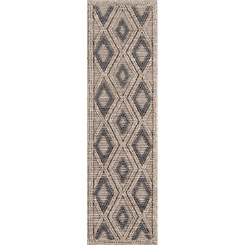 Momeni Andes Wool and Viscose Hand Woven Beige Runner 2'3"x8'
