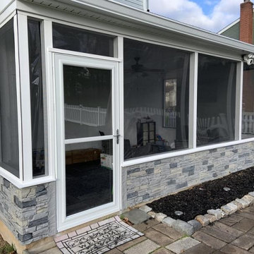 Northern Slate Stacked Stone DIY Screened-in Porch Wainscoting