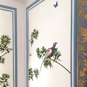 Hand painted wallpaper - commission Chambre Royale (Blois-France)
