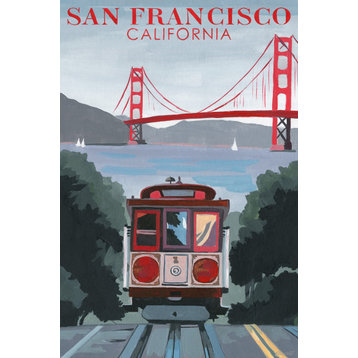 "Iconic San Francisco Cable Car" Painting Print on Wrapped Canvas, 16x24