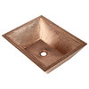 18" Rectangular Vessel Double Wall Hammered Copper Bathroom Sink, 17 Gauge