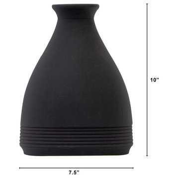 10in. Cone Stone Vase Black Matte