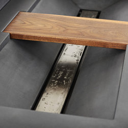 Concrete sink and brushed steel vanity - Bathroom Sinks