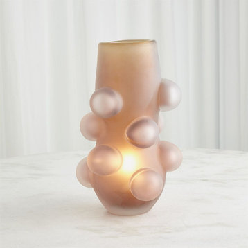 Amber Frost Art Glass Bubble Table Lamp Column Sculpture 18 x 12 in Modern