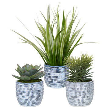 Uttermost 60192 Puebla Greenery, Blue And White Pots, S/3