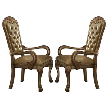 ACME Dresden Arm Chair, Gold Patina, Set of 2, 63154 Promo