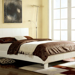 EVANS CONTEMPORARY WHITE LEATHERETTE QUEEN PLATFORM BED - Kids Beds