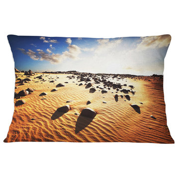 Beautiful Rocky Sand Desert African Landscape Printed Throw Pillow, 12"x20"