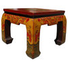 Red Yellow Tibetan Elephant Square Coffee Table