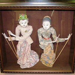 Puppets from Thailand in Shadowbox Display Case - Artwork