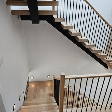 Project #124 | Contemporary Red Oak and Steel Staircase