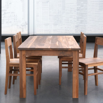 Wood Dining Table and Chair Set in Walnut