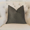 Modern Black Black Artificial Leather Luxury Throw Pillow, 20"x20"