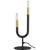 Wand 2 Light Table Lamp, Matte Black and Aged Brass