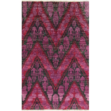 6x9 Ikat Hand Knotted Oriental Area Rug, P5134