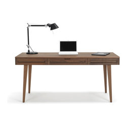 Highland 75 Desk with Walnut Wood Legs - Desks And Hutches