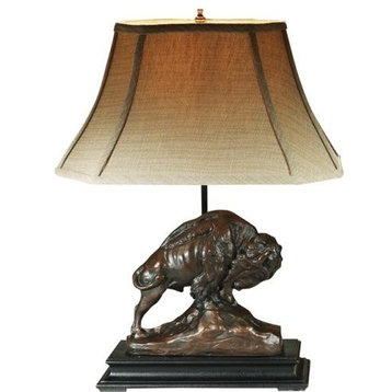 Sculpture Table Lamp AMERICAN WEST Lodge Buffalo King of the Prairie