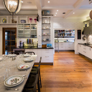 1920's NYC deli style meets light industrial Kitchen - bevelled tiles complete t