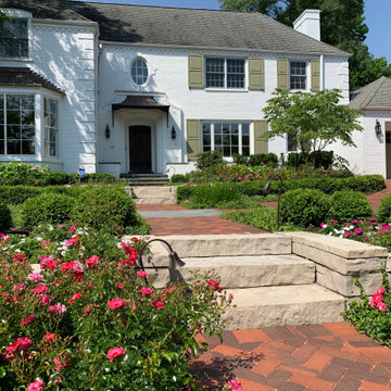 Red Clay Paver Front Walk with Natural Stone Steps