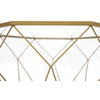 LeisureMod Malibu Modern Geometric Glass Top Coffee Table, Gold