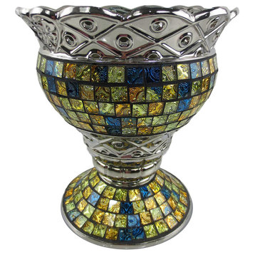 Tall Decorative Ceramic and Glass Vase, 10"x10"x11 1/4"