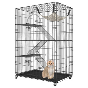 VEVOR Catio 4-Tier Large Cat Cages Indoor Metal Playpen Enclosure With Wheels