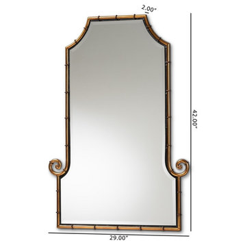 Baxton Studio Layan Gold Finished Metal Bamboo Inspired Accent Wall Mirror
