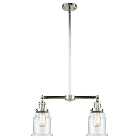 Canton 2-Light LED Chandelier, Polished Nickel, Glass: Clear