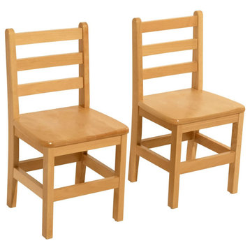 RRI Goods Ladderback Kids Wooden Chair Set of 2, 15"