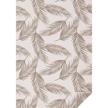 Brooke Collection Taupe Reversible Indoor Outdoor Area Rug, 5'3"x7'7"