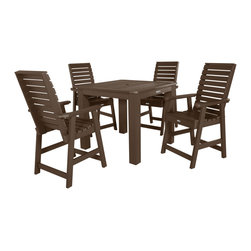 Highwood USA - Weatherly 5-Piece Square Counter-Height Dining Set, Weathered Acorn - Outdoor Dining Sets