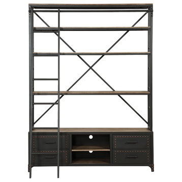 Actaki Etagere Bookcase With Ladder, 64"