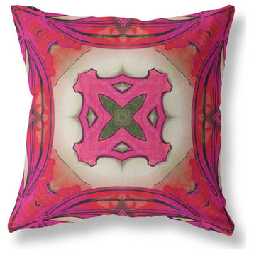 18" Hot Pink Geo Tribal Suede Throw Pillow