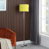 63" Steel Traditional Shaped Floor Lamp With Yellow Roses Drum Shade