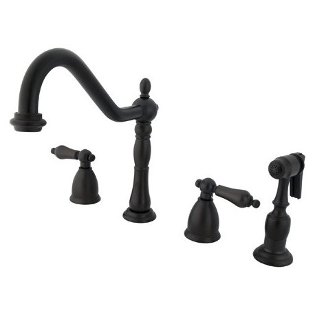 Kingston Brass Widespread Kitchen Faucet With Brass Sprayer, Oil Rubbed Bronze