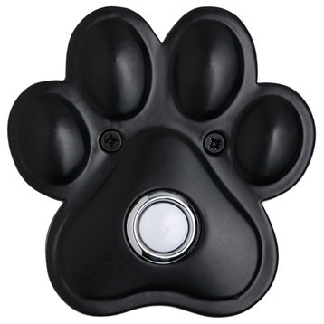 Solid Brass Paw Print Doorbell in 4 Finishes, Black