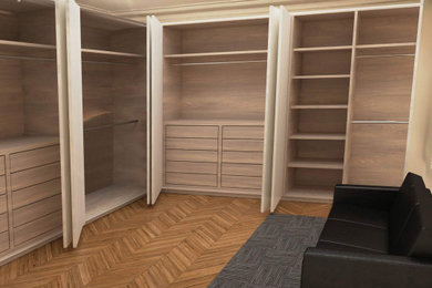 Cette photo montre un dressing et rangement moderne.