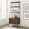 72" Industrial Wood Ladder Bookcase, Dark Walnut