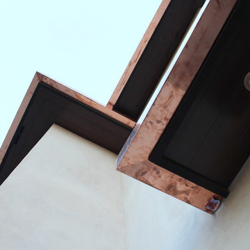 sectional 4x5 Box Gutters, 16 ounce Copper, Modern Home in Manhattan Beach, CA.