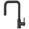 Single Handle Pull-Down Dual Mode Kitchen Faucet in Stainless Steel Matte Black