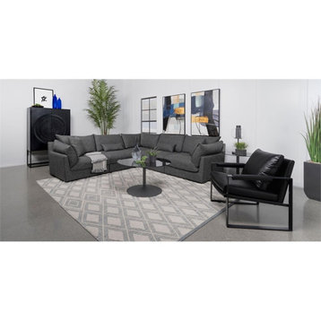 Pemberly Row 5-piece Fabric Upholstered Modular Sectional Black