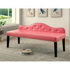Furniture of America Dubose Contemporary Faux Leather Tufted Bench in Pink