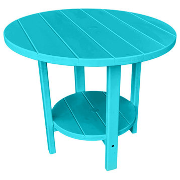 Phat Tommy Round Outdoor Dining Table, Poly Lumber Furniture, Teal