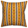 Folk Flower Pattern, Yellow Outdoor Throw Pillow, 16"x16"